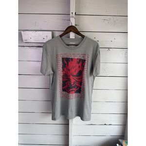 Cyberpunk 2077 Samurai Oni Mask Graphic T-Shirt Mens Large Gray Jinx Gaming Tee